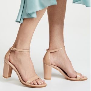 Stuart Weitzman Nearlynude Ankle strap Nude patent leather sandals size 9.5 NEW